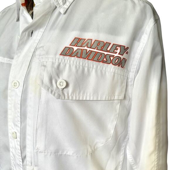 HARLEY DAVIDSON men's white genuine motorcycle biker rider shirt SIZE MEDIUM - Picture 11 of 12
